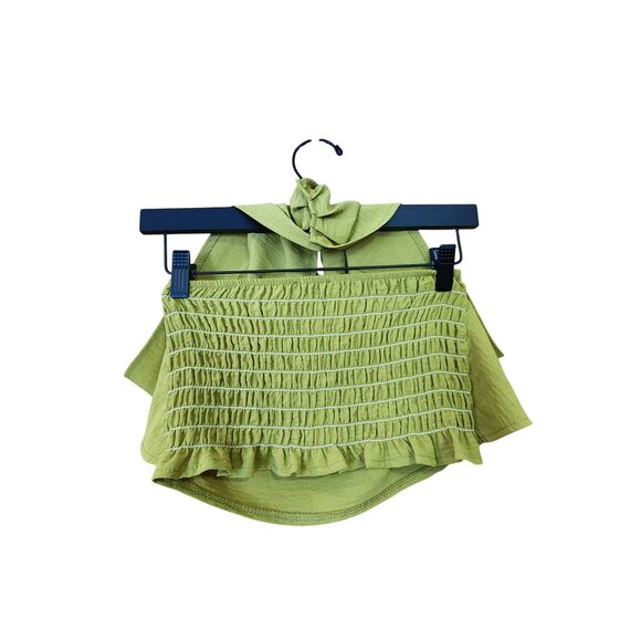 Boohoo Womens Lime Green Off-Shoulder Crop Top Size 4 - Picture 2 of 4